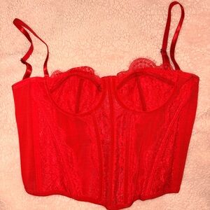 Vibrant Red Lace Corset Top